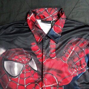 Vintage Spider Man Movie Polyester Button Shirt